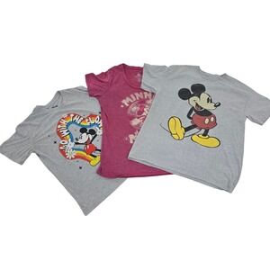 Disney Mickey Mouse T‎ Shirt Lot Large Minnie Mouse Rainbow Graphic Tees